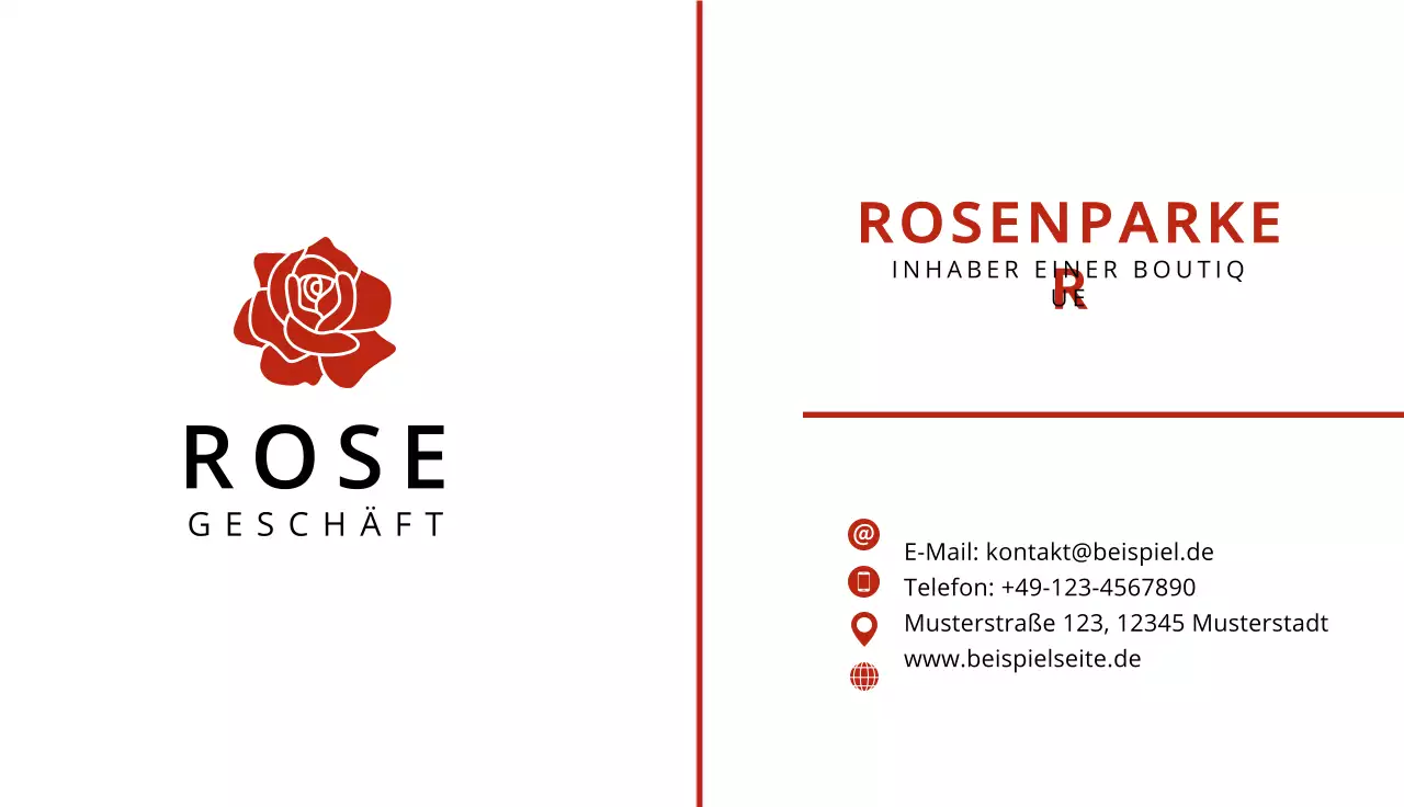 rote minimale Boutique-Visitenkarte