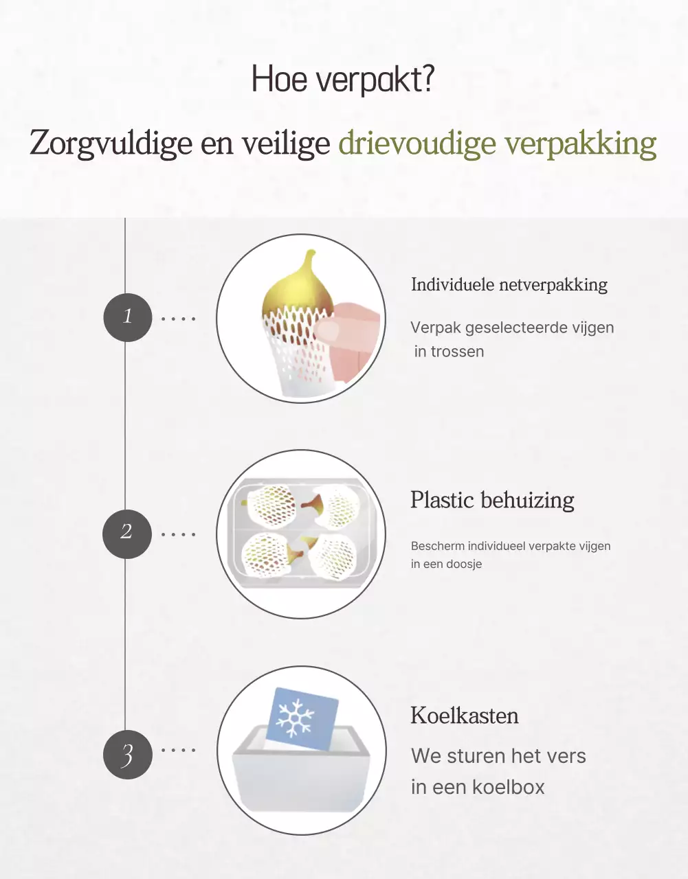 Verkoopbevordering van stijlvolle vijgen in wit en grijs