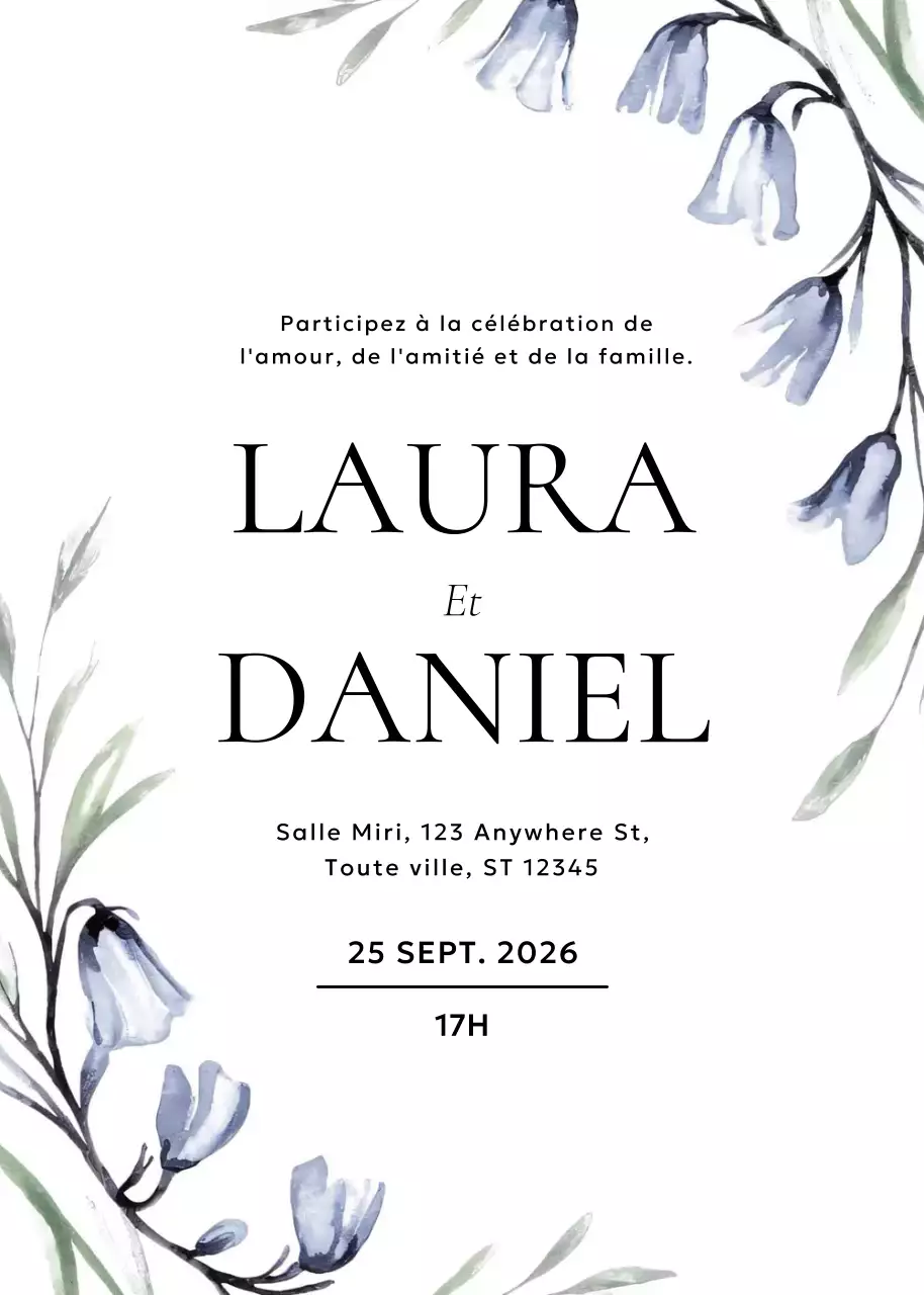 invitation de mariage élégante et blanche