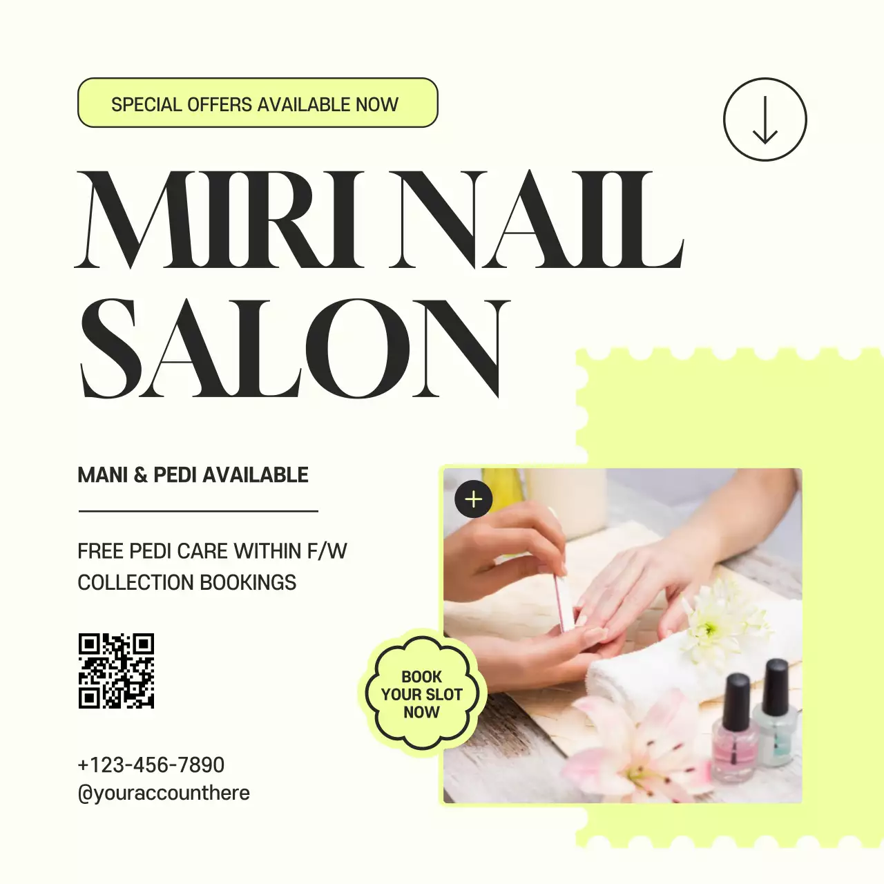 Yellow Modern Nail Promotion Social Media Post