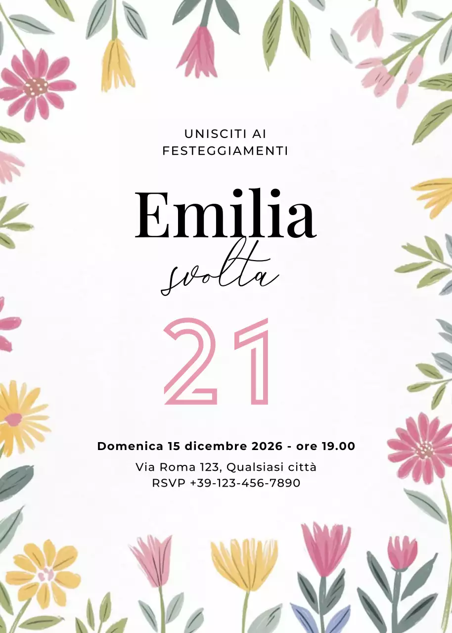 invito di compleanno floreale bianco