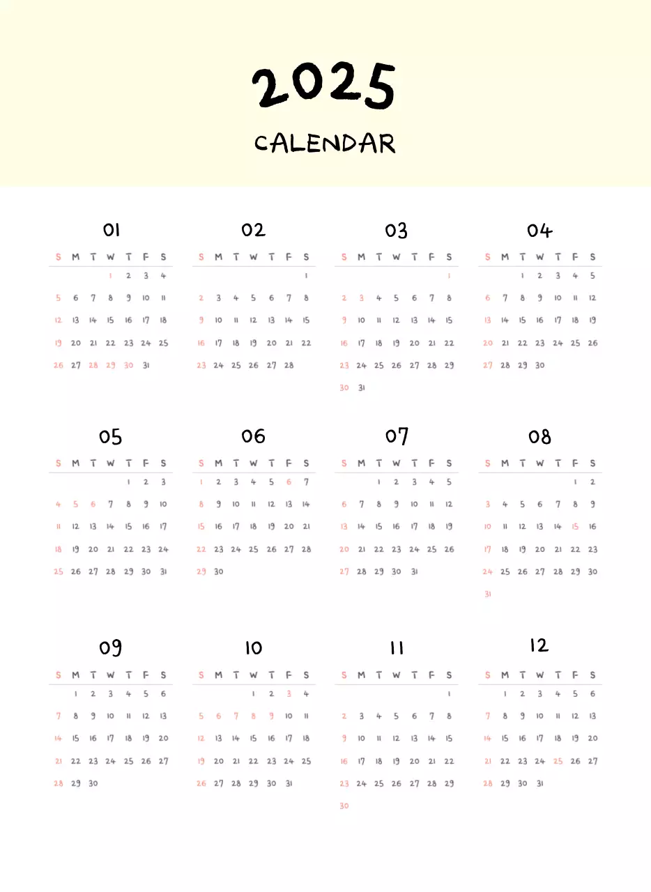 아이보리 아기자기한 일상 달력