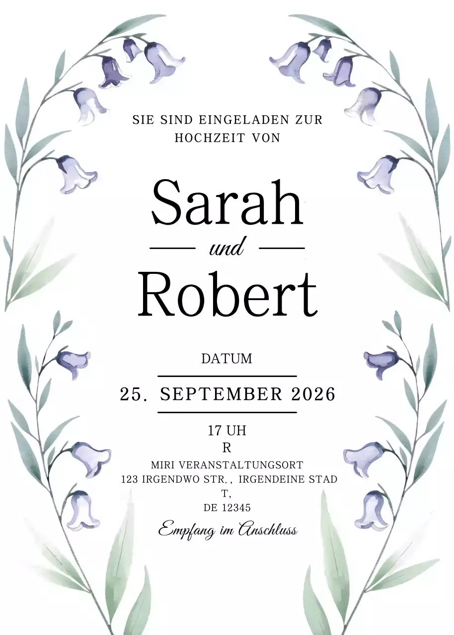 weiße elegante Hochzeitseinladung