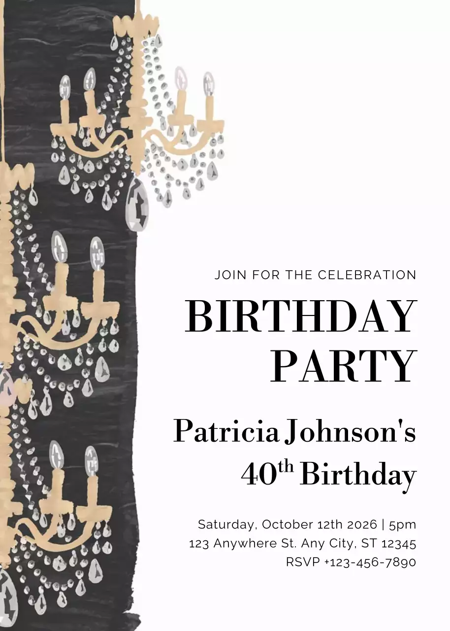 beige elegant birthday invitation
