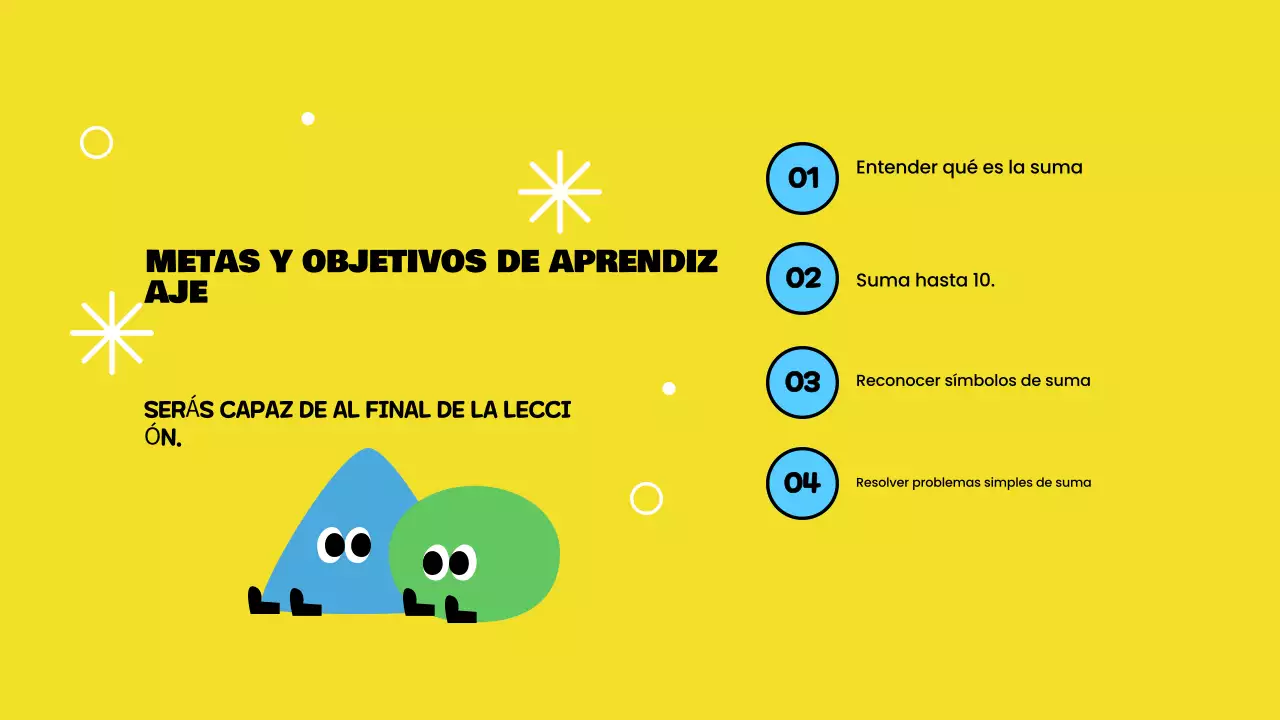 Juguetón amarillo Presentación de sumas básicas