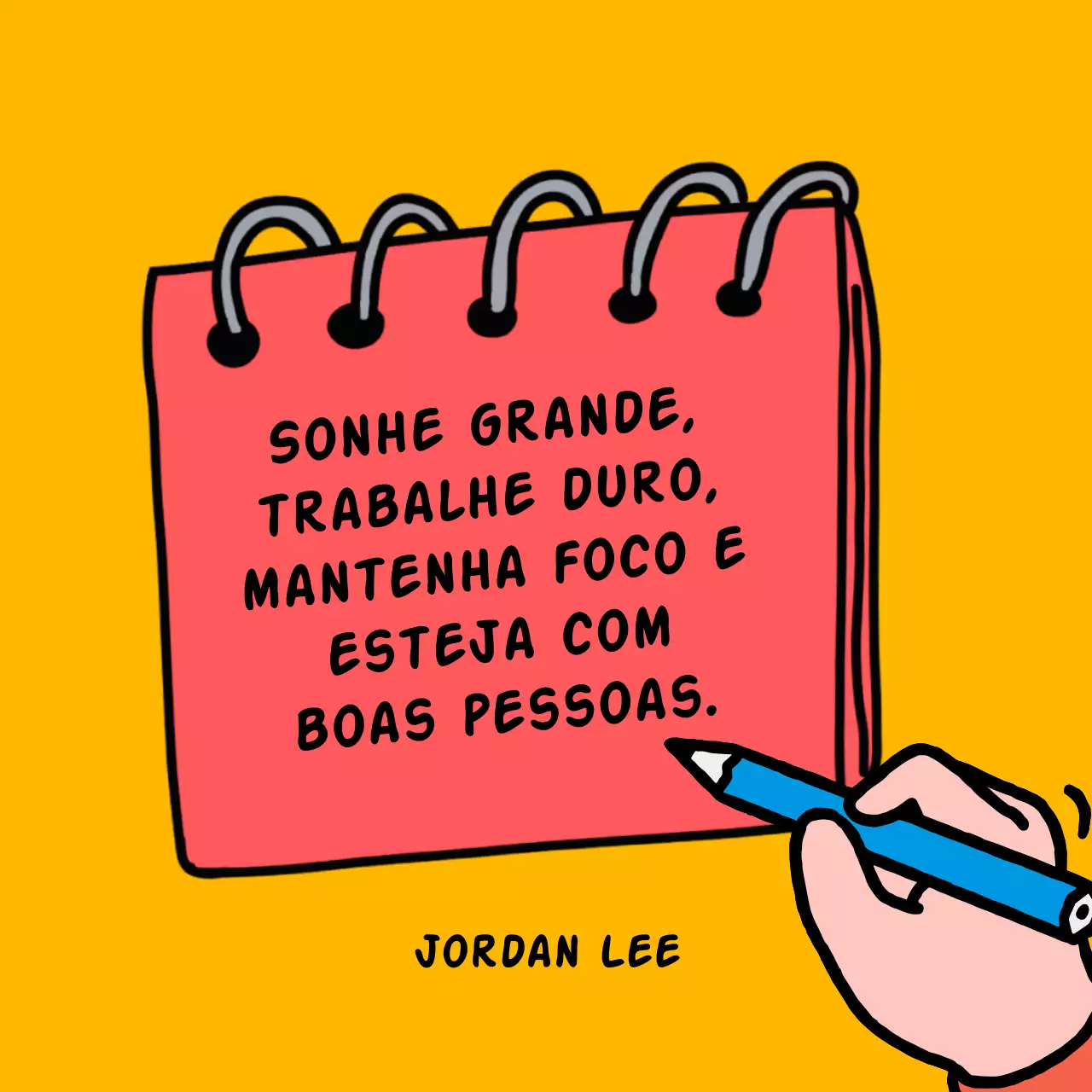 cartão de motivação de banda desenhada amarela