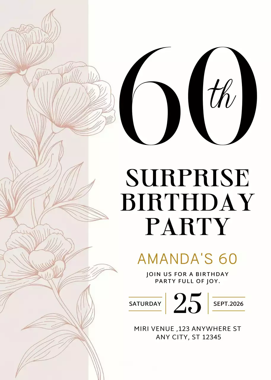 convite de aniversário elegante bege