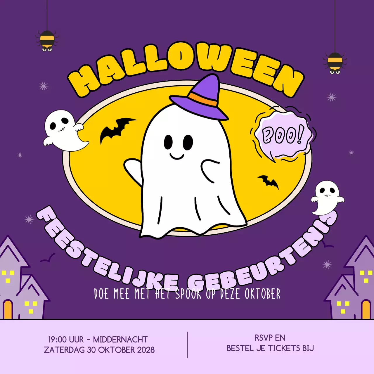 paarse trendy Halloween uitnodiging