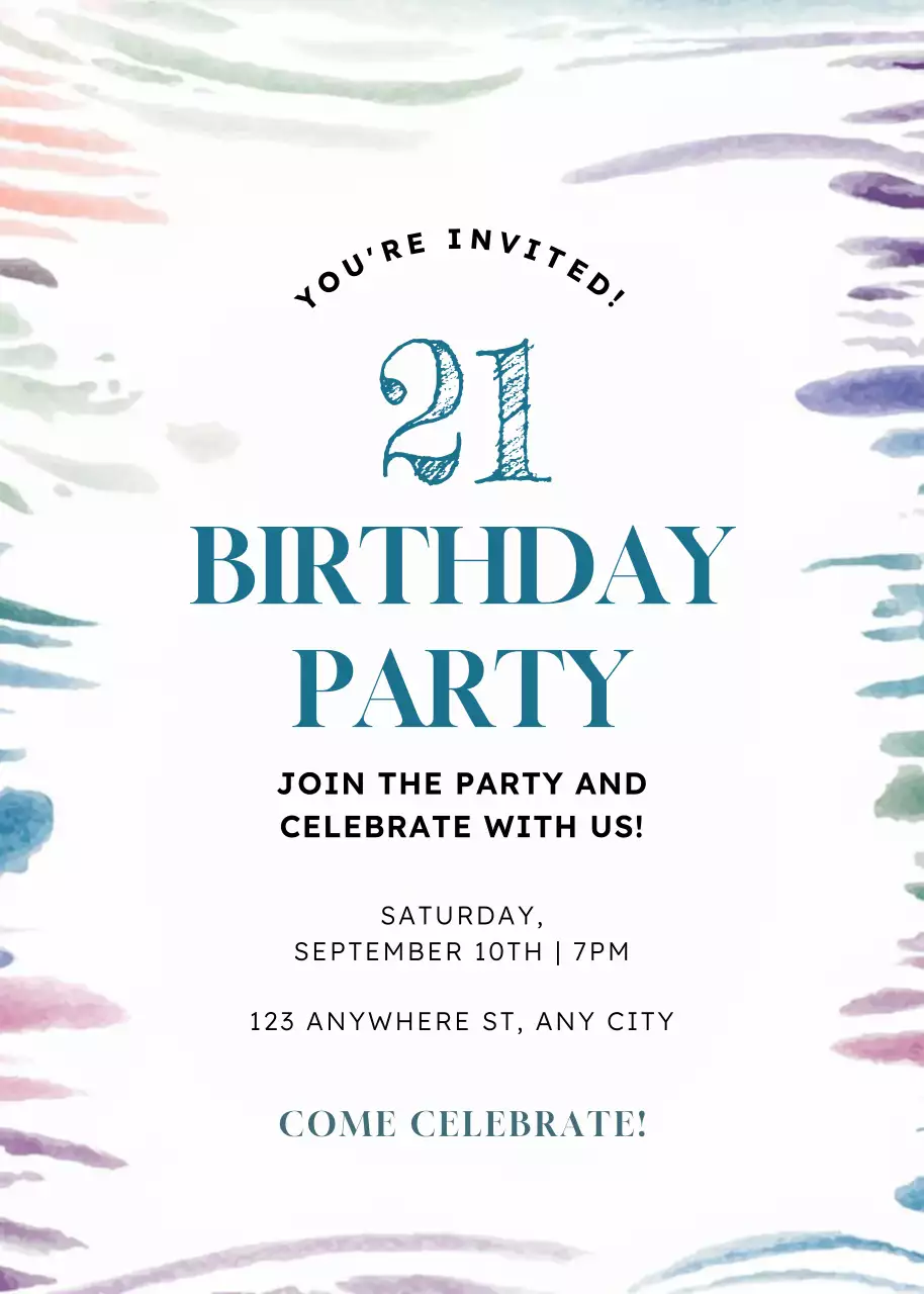 Thiệp mời sinh nhật đầy màu sắc thanh lịch