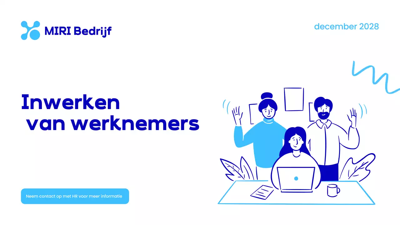 blauwe moderne inwerkpresentatie voor werknemers