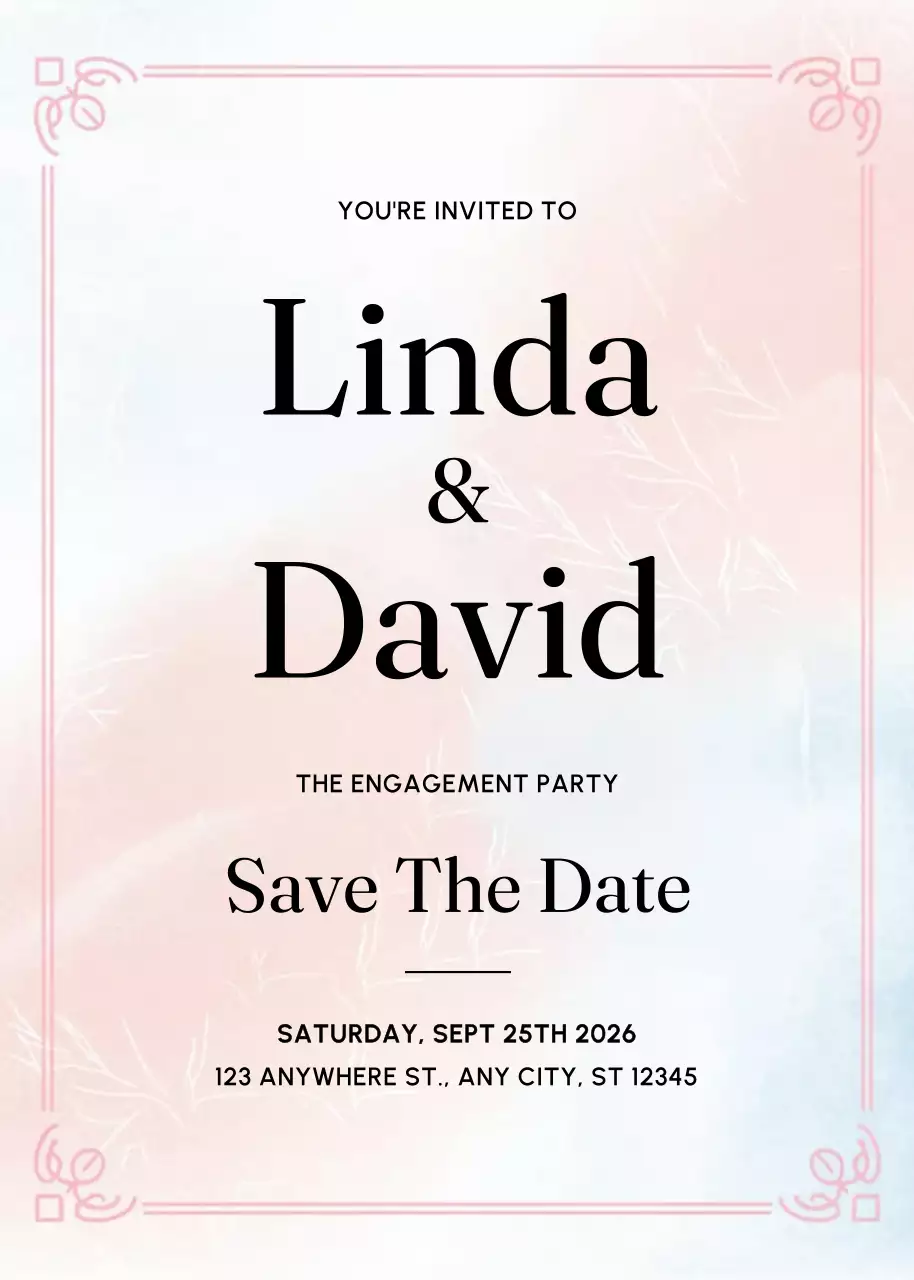 Pink Elegant Engagement Invitation