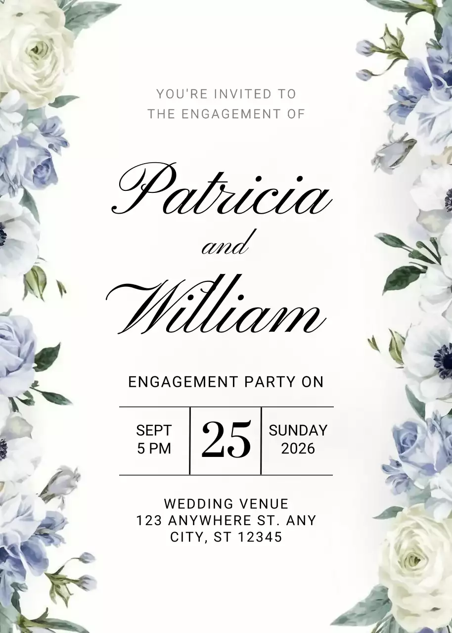 undangan pertunangan elegan berwarna putih