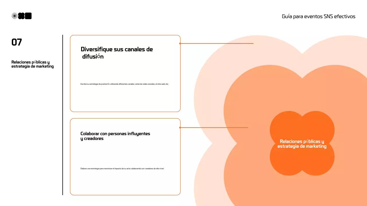 Moderna propuesta de marketing en redes sociales en negro y naranja
