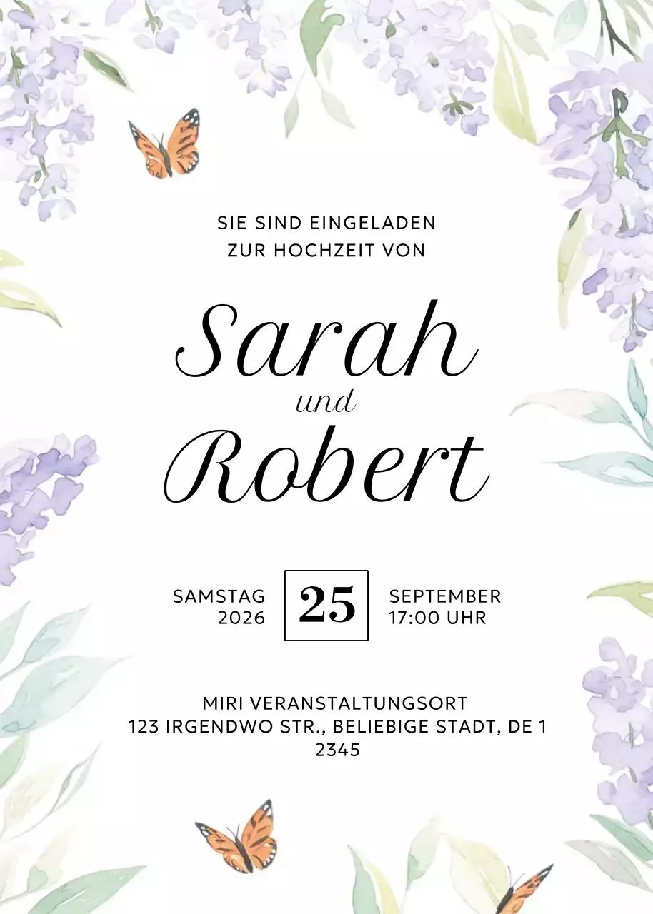 weiße elegante Hochzeitseinladung
