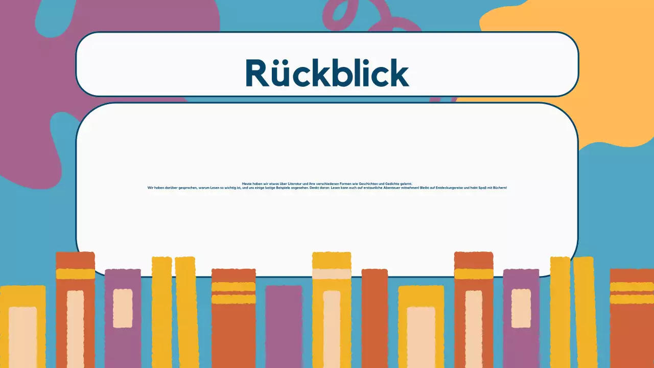 Bunte Illustration Literatur Unterrichtsmaterialien Präsentation