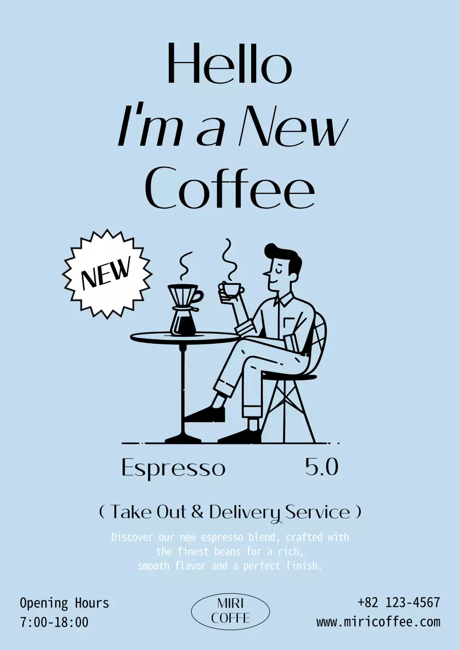 Poster quảng cáo cà phê hiện đại màu xanh