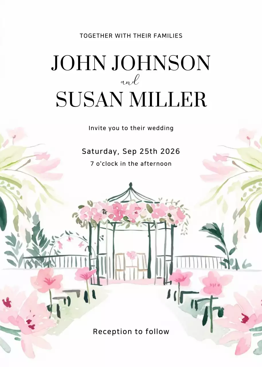 Pink Elegant Wedding Invitation