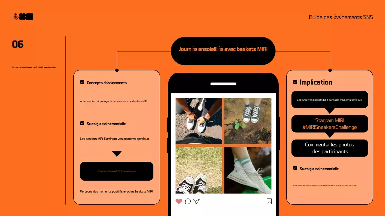 Proposition moderne de marketing des médias sociaux en noir et orange