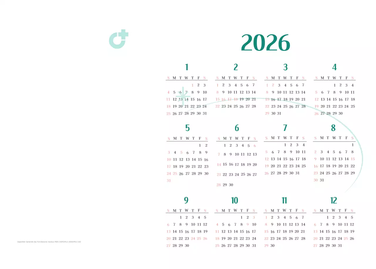 Calendario ospedaliero in cornice verde