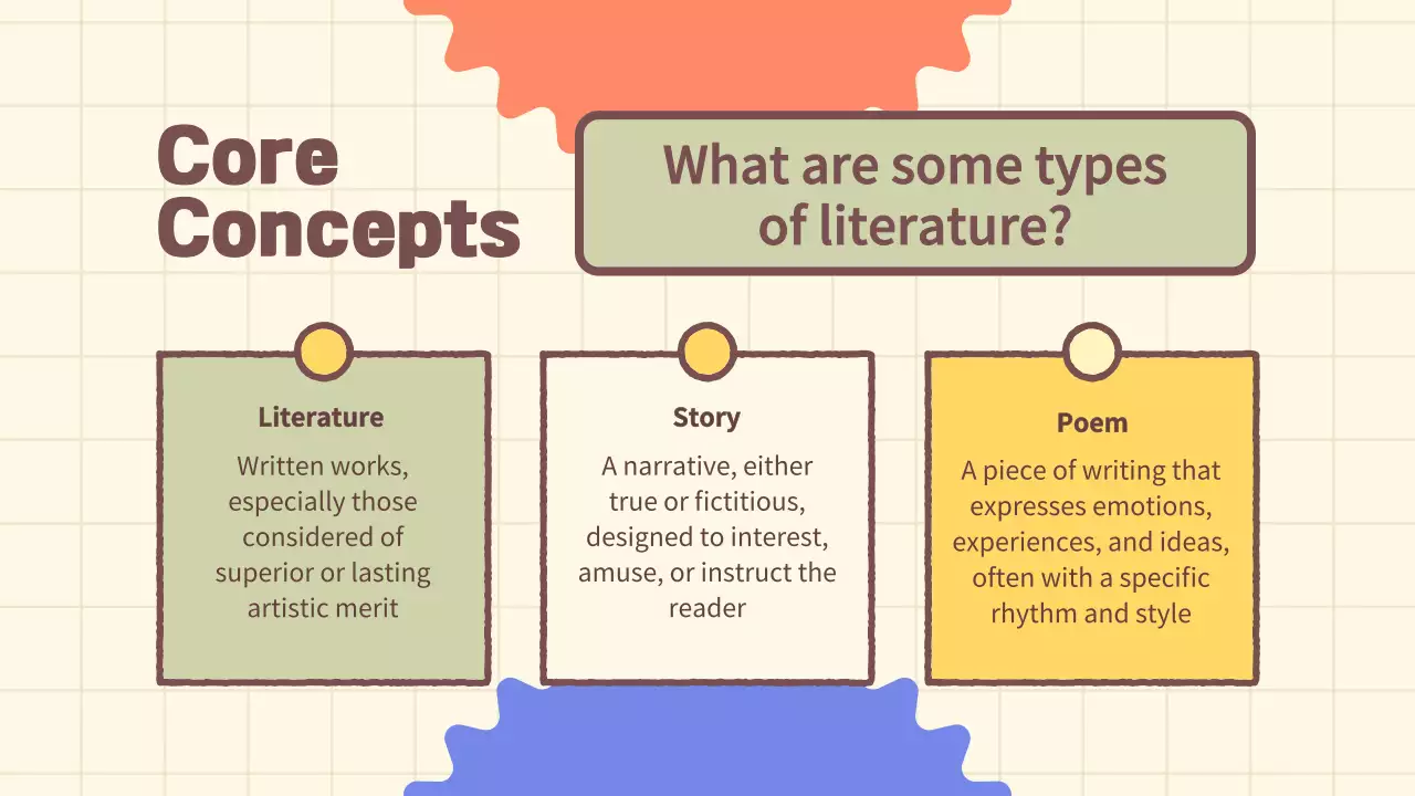 Bài thuyết trình khóa học Văn học đơn giản màu be