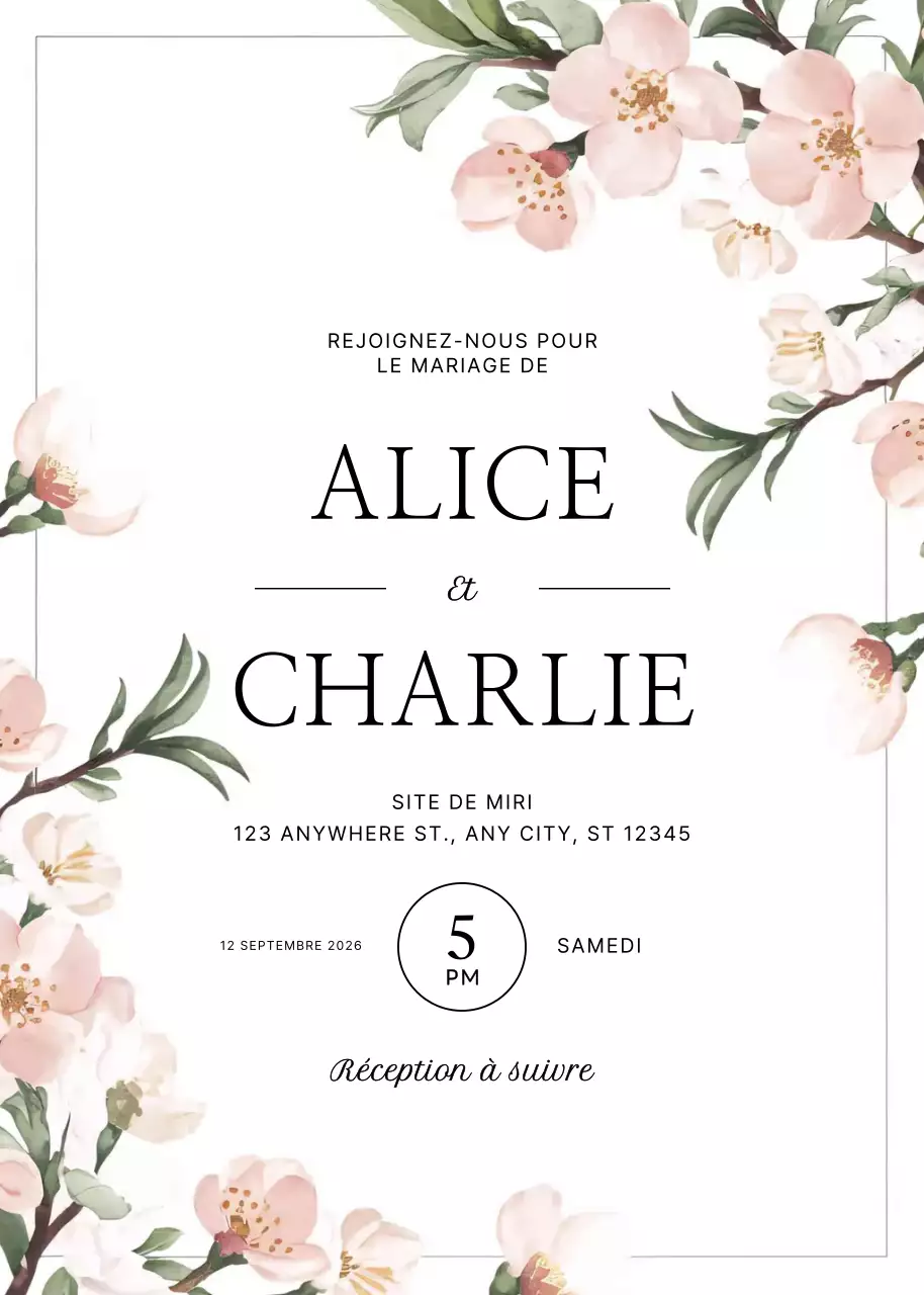 invitation de mariage élégante et blanche