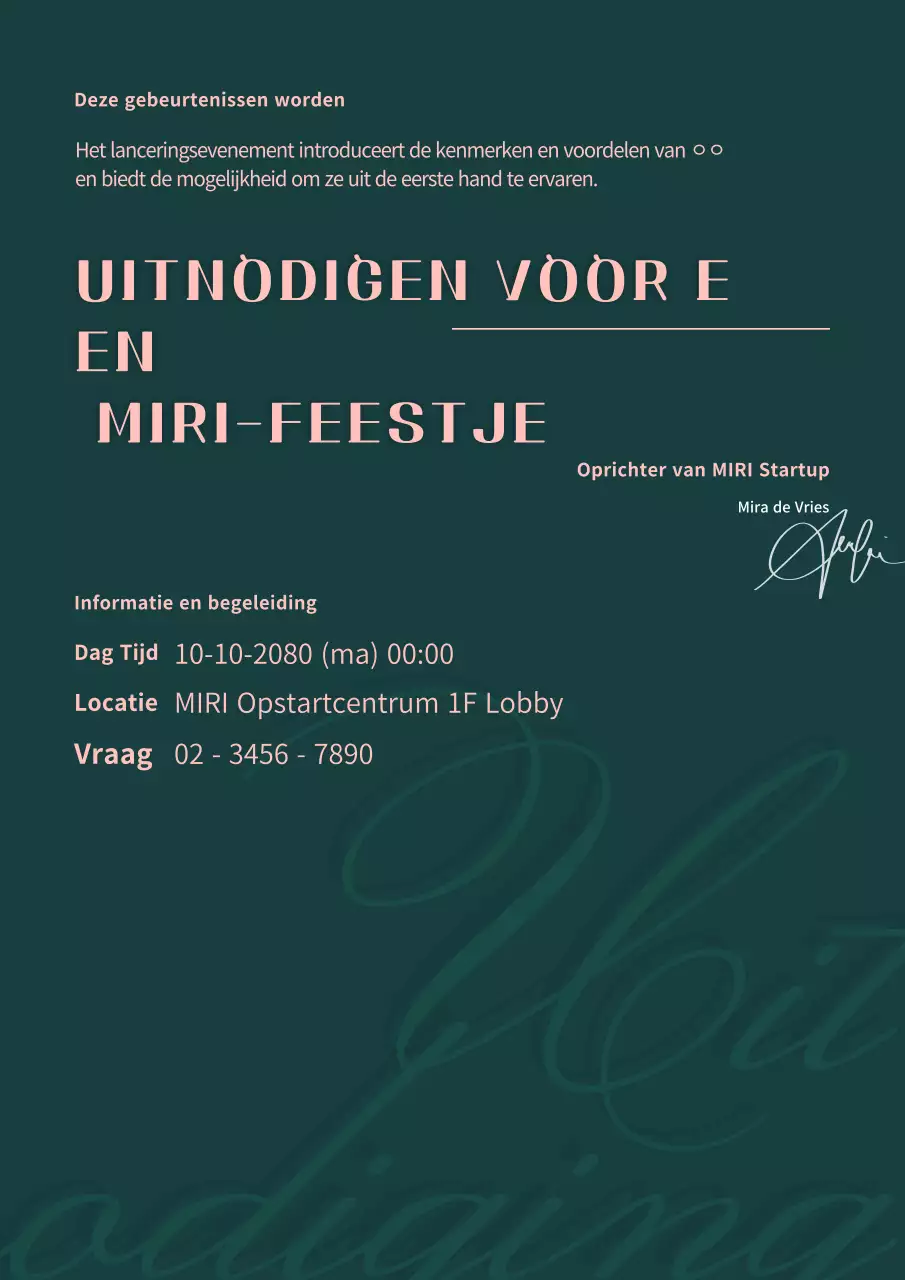 Moderne uitnodiging voor evenement in groen