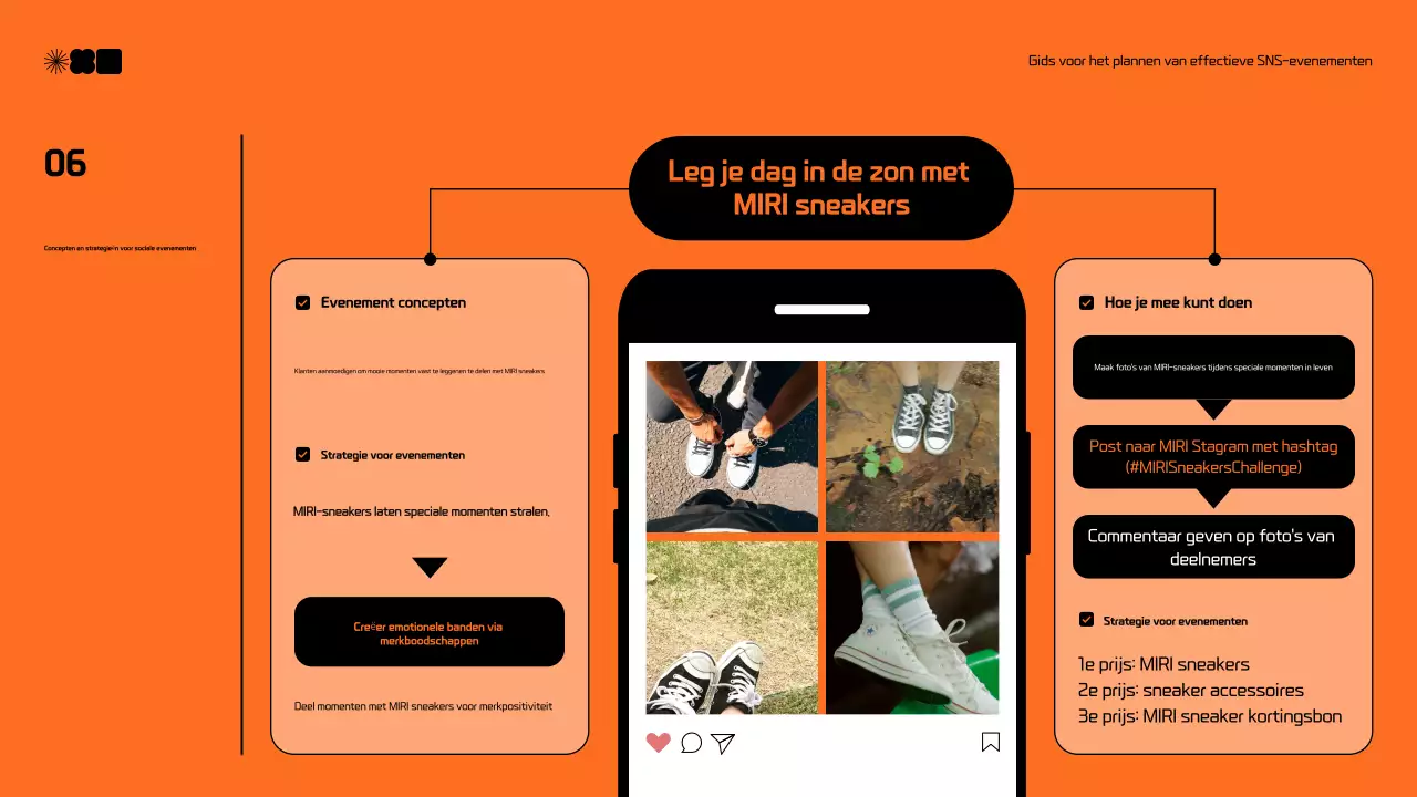 Modern voorstel voor sociale-mediamarketing in zwart en oranje