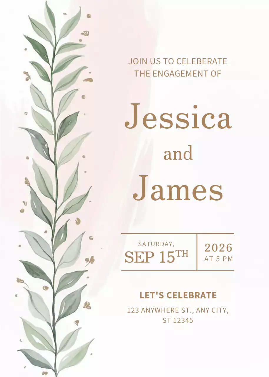 Beige Elegant Engagement Invitation