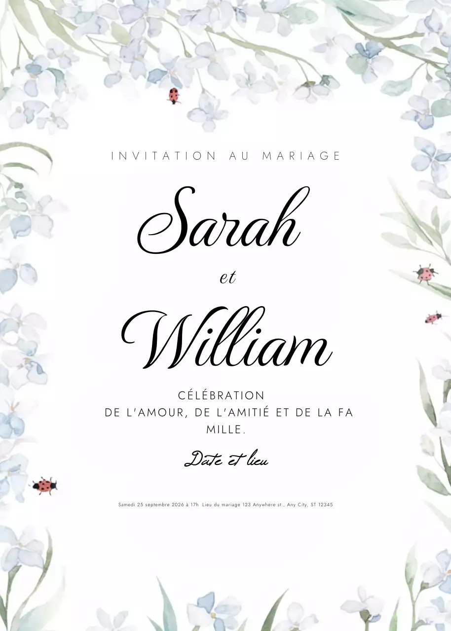 invitation de mariage élégante et blanche