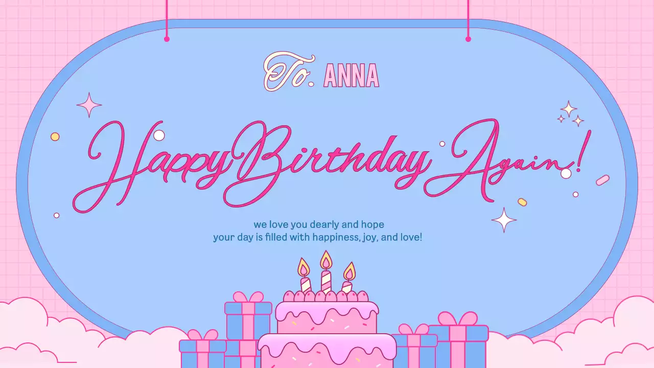 Pink Cute Birthday Card Presentation