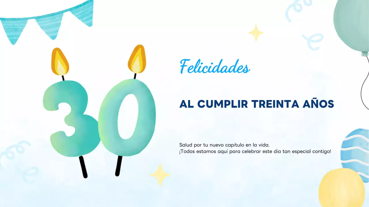 Tarjeta de cumpleaños azul, moderna y alegre