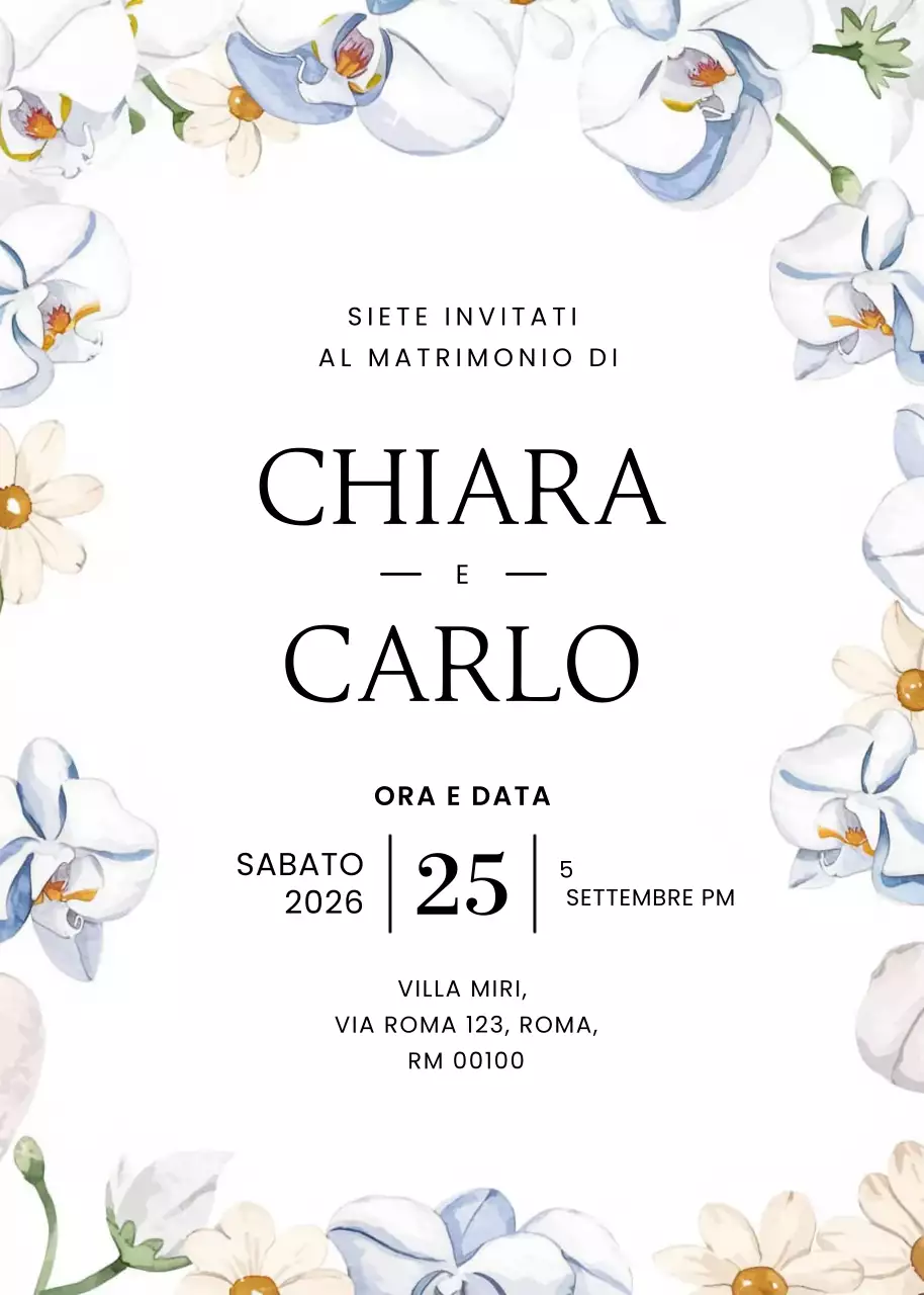 invito di nozze elegante bianco