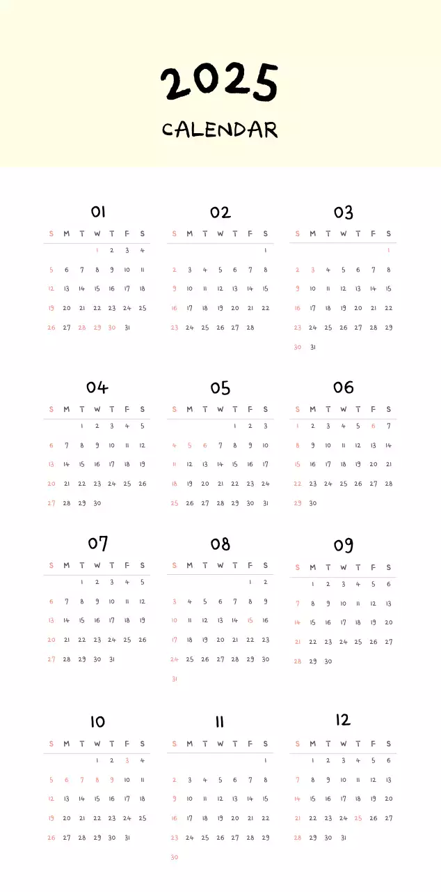 아이보리 아기자기한 일상 달력