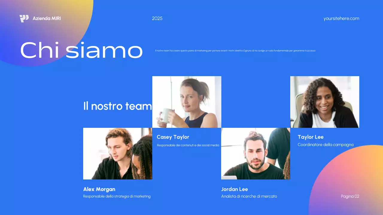 Piano di marketing blu moderno