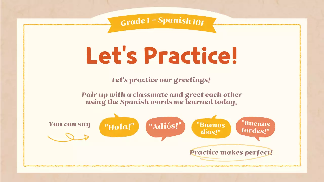 Presentasi Panduan Kelas Bahasa Spanyol Sederhana Beige