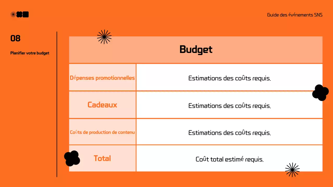 Proposition moderne de marketing des médias sociaux en noir et orange