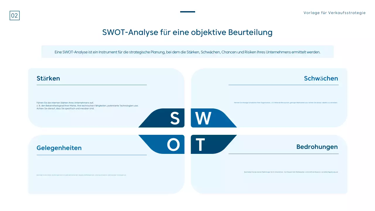 Eine moderne Verkaufsstrategie in Blau und Weiß
