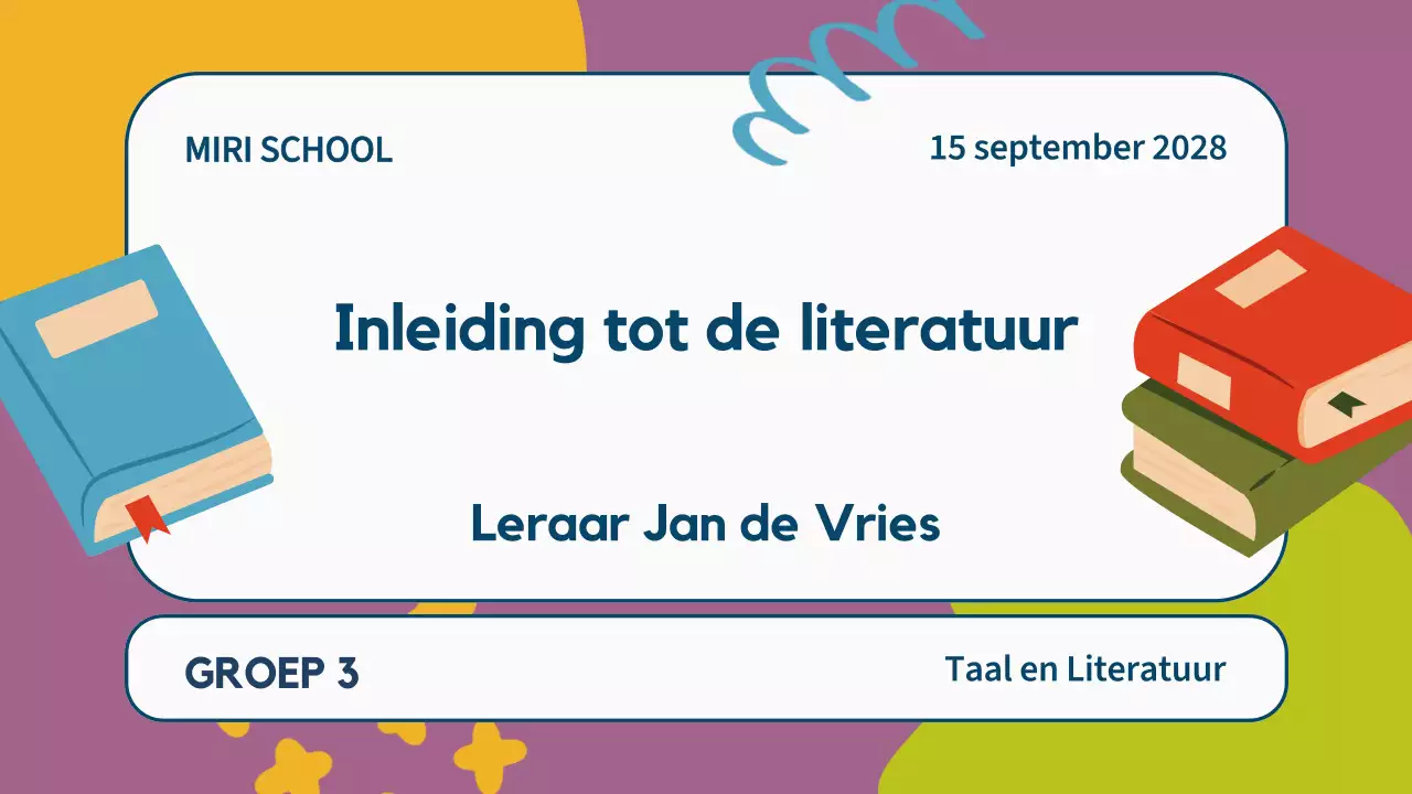 Kleurrijke Illustratie Literatuur Lesmateriaal Presentatie