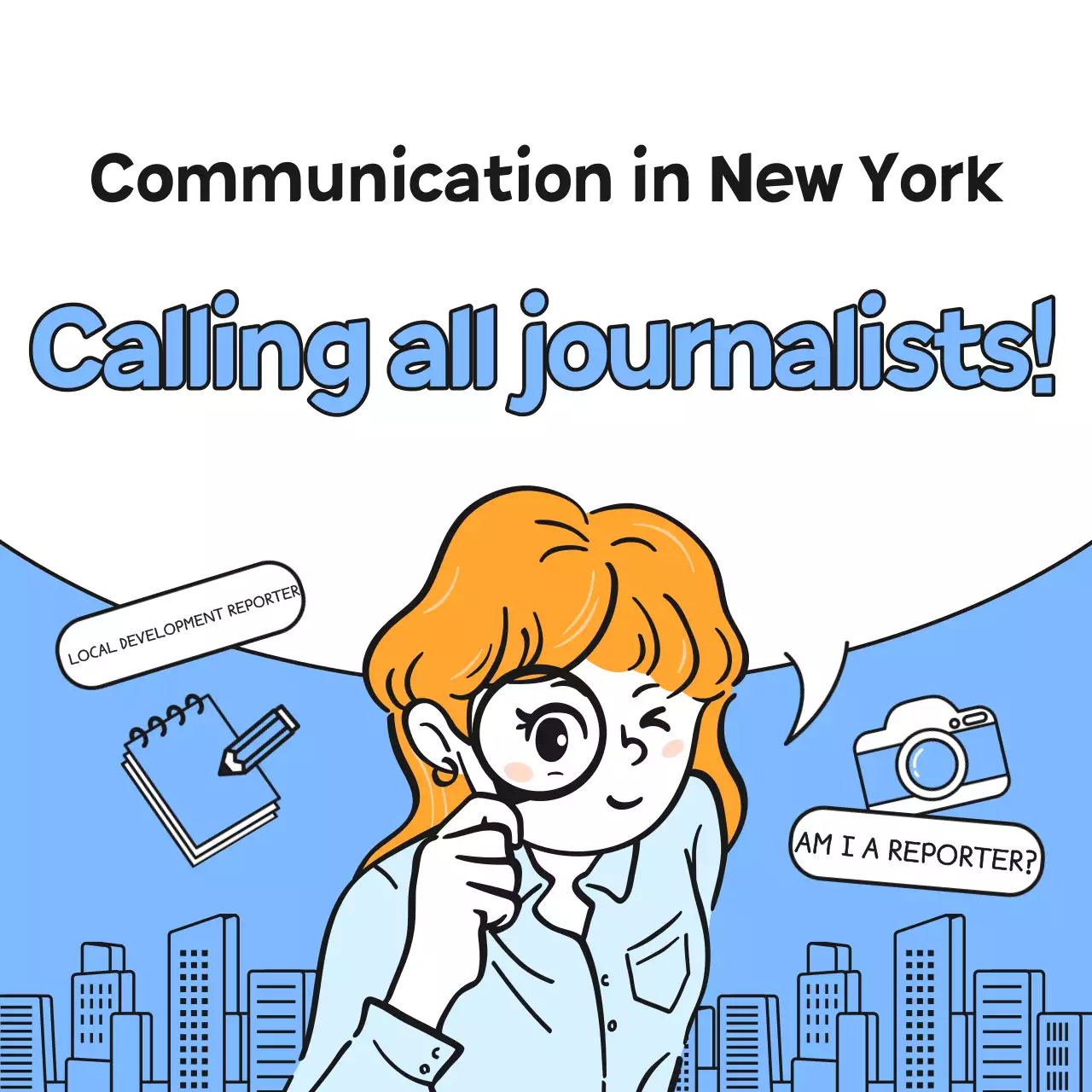 Azul claro e simples para jornalistas de desenvolvimento local