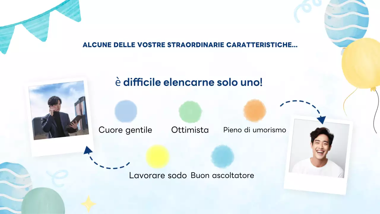 Biglietto di compleanno blu, moderno e allegro