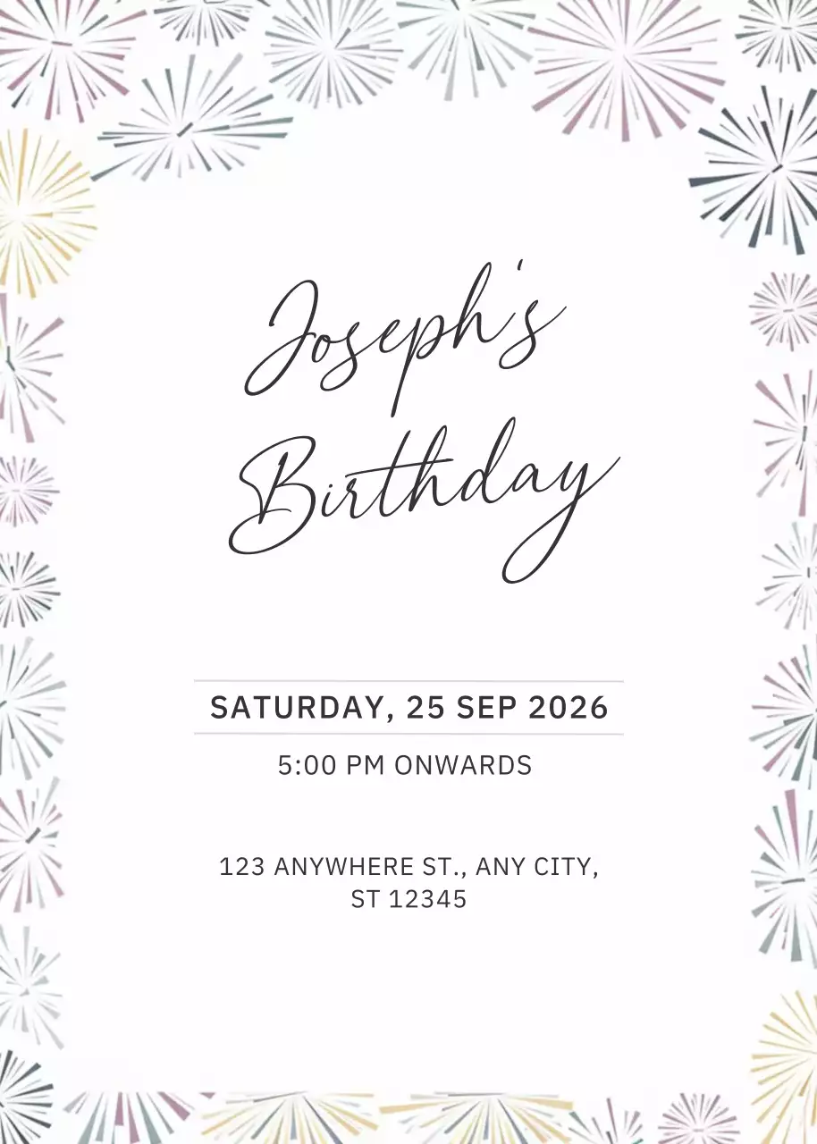 Convite de aniversário elegante e colorido