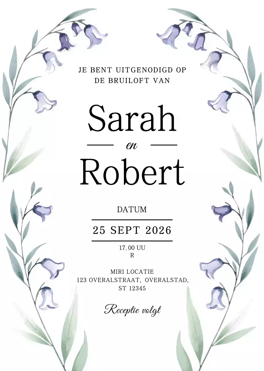 witte elegante huwelijksuitnodiging