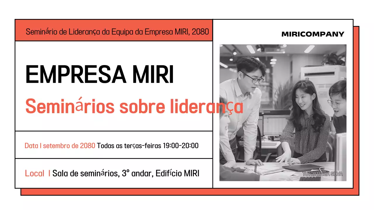 Promover um simples seminário interno em branco e laranja
