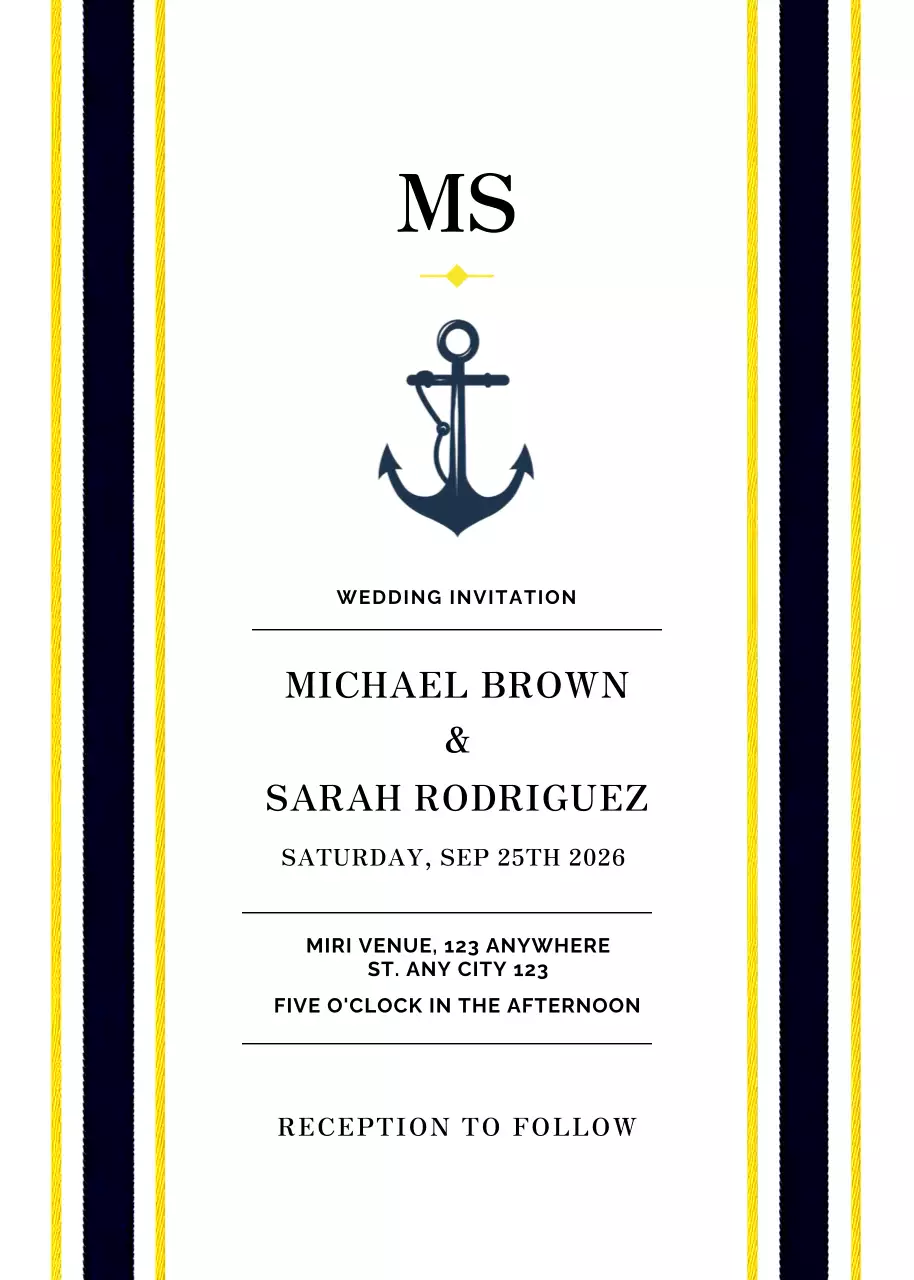 lời mời đám cưới cổ điển của hải quân