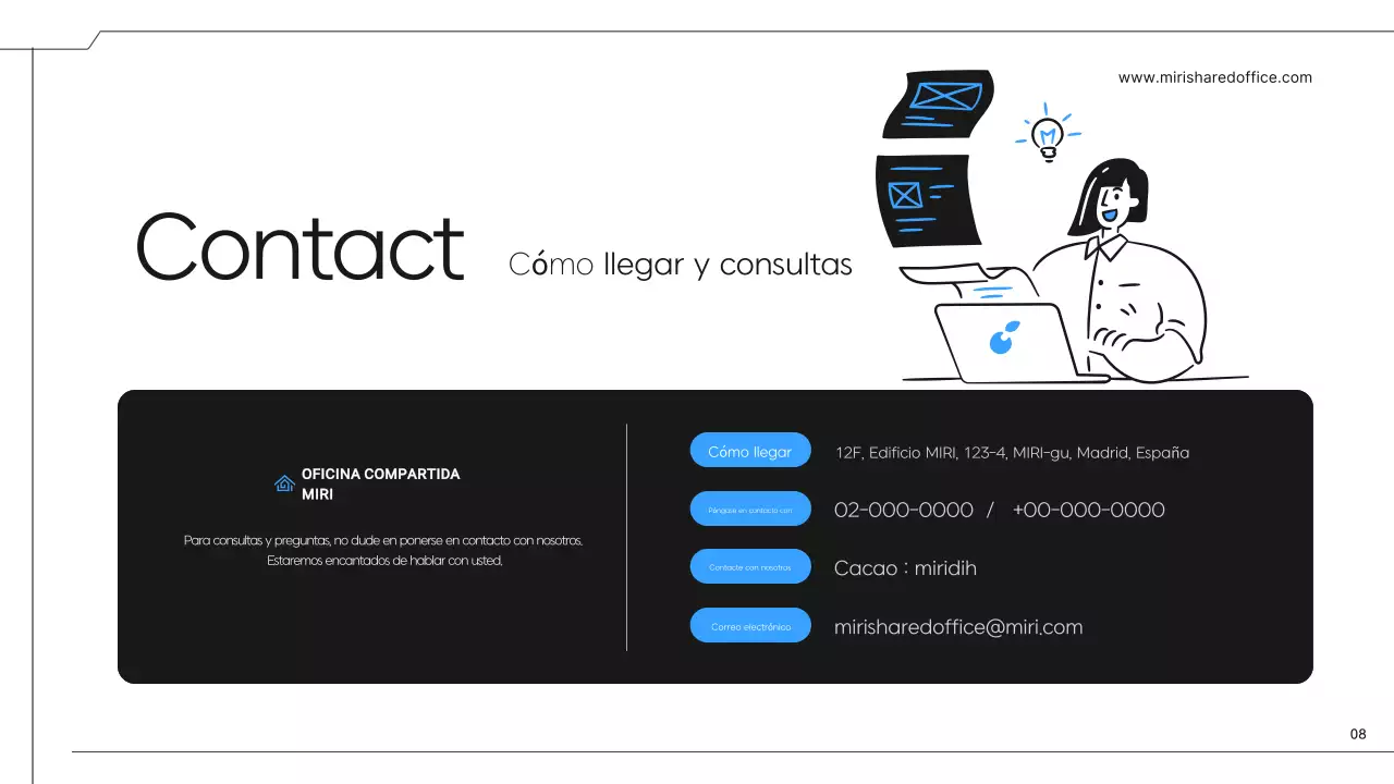 Una sencilla propuesta de espacio de coworking en negro y azul