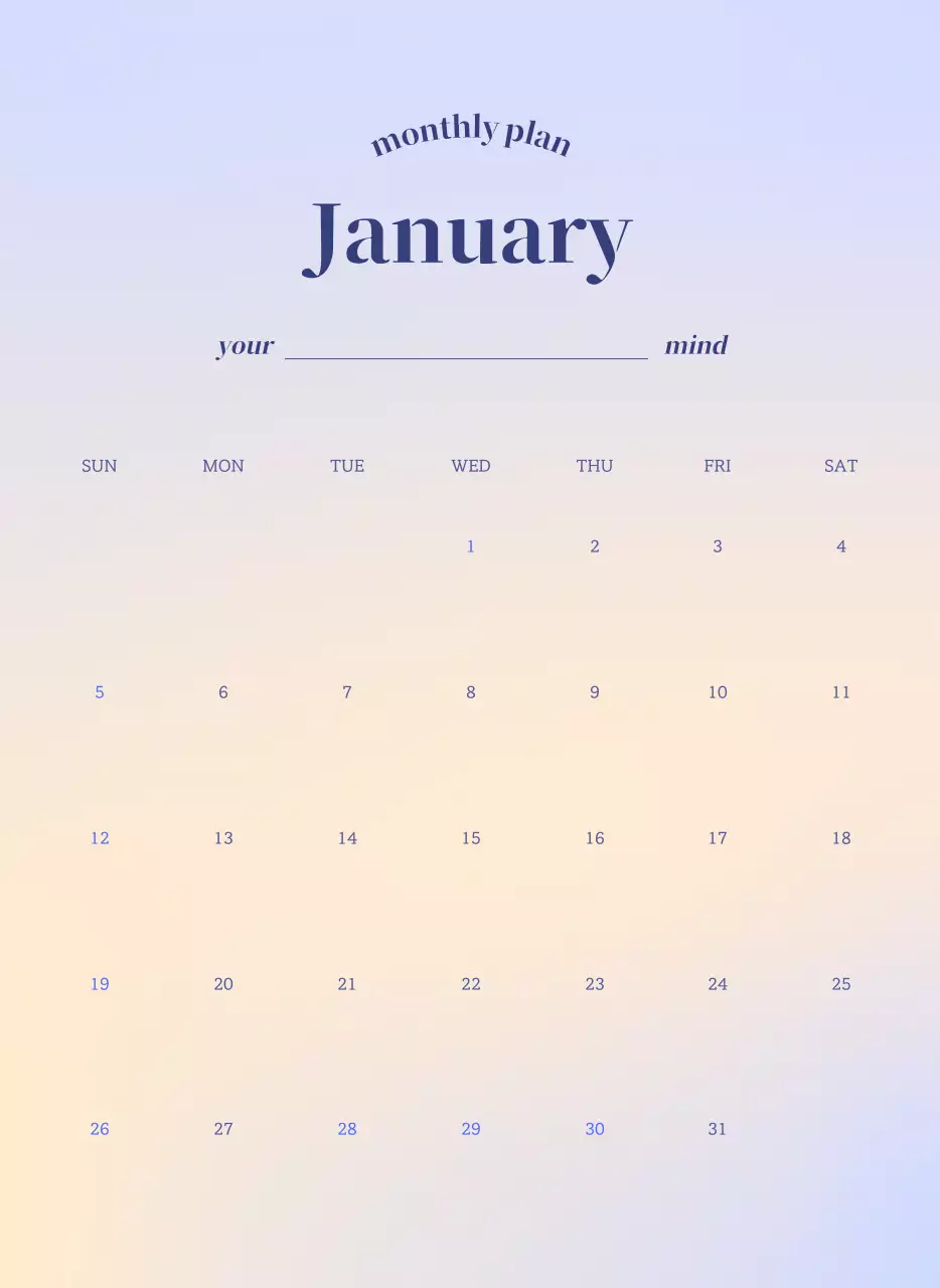 그라데이션 미니멀 달력 캘린더