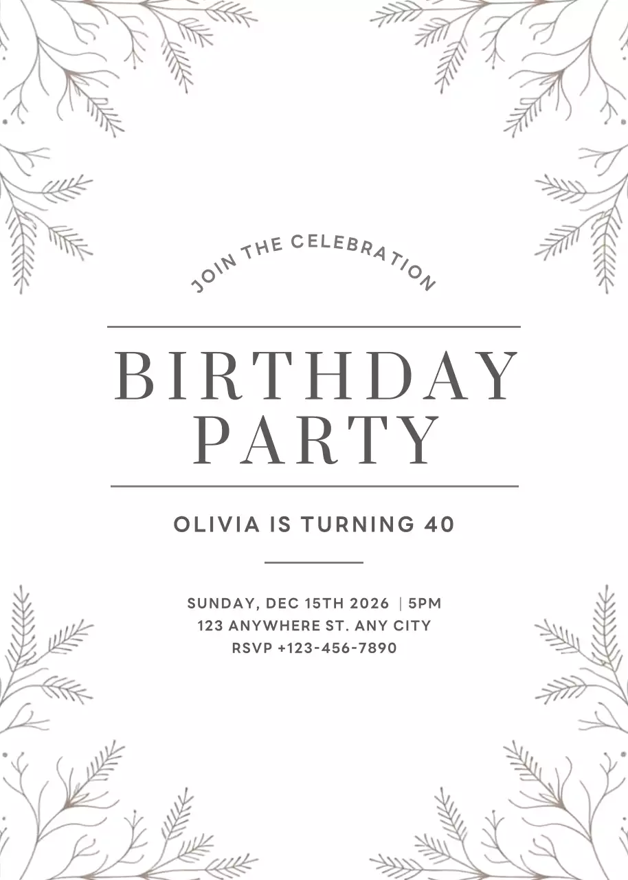 undangan ulang tahun minimal putih