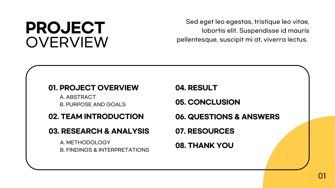 Trình bày dự án hiện đại màu vàng