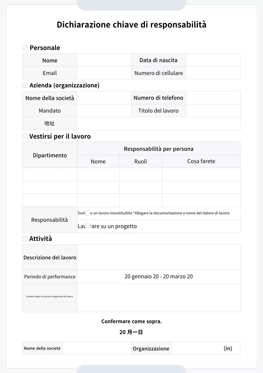 Descrizione della documentazione predefinita bianca