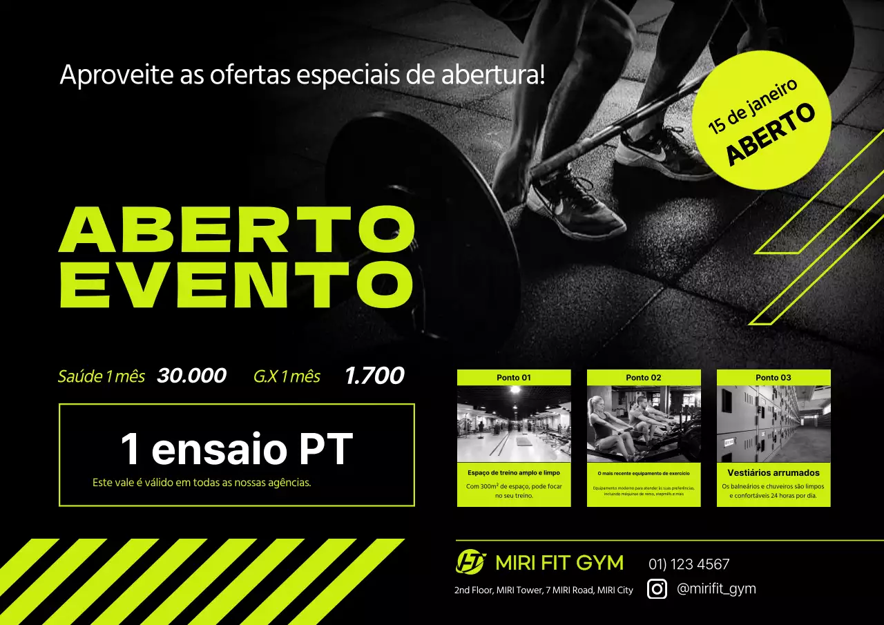 Promover a abertura do centro de fitness neon com panfletos